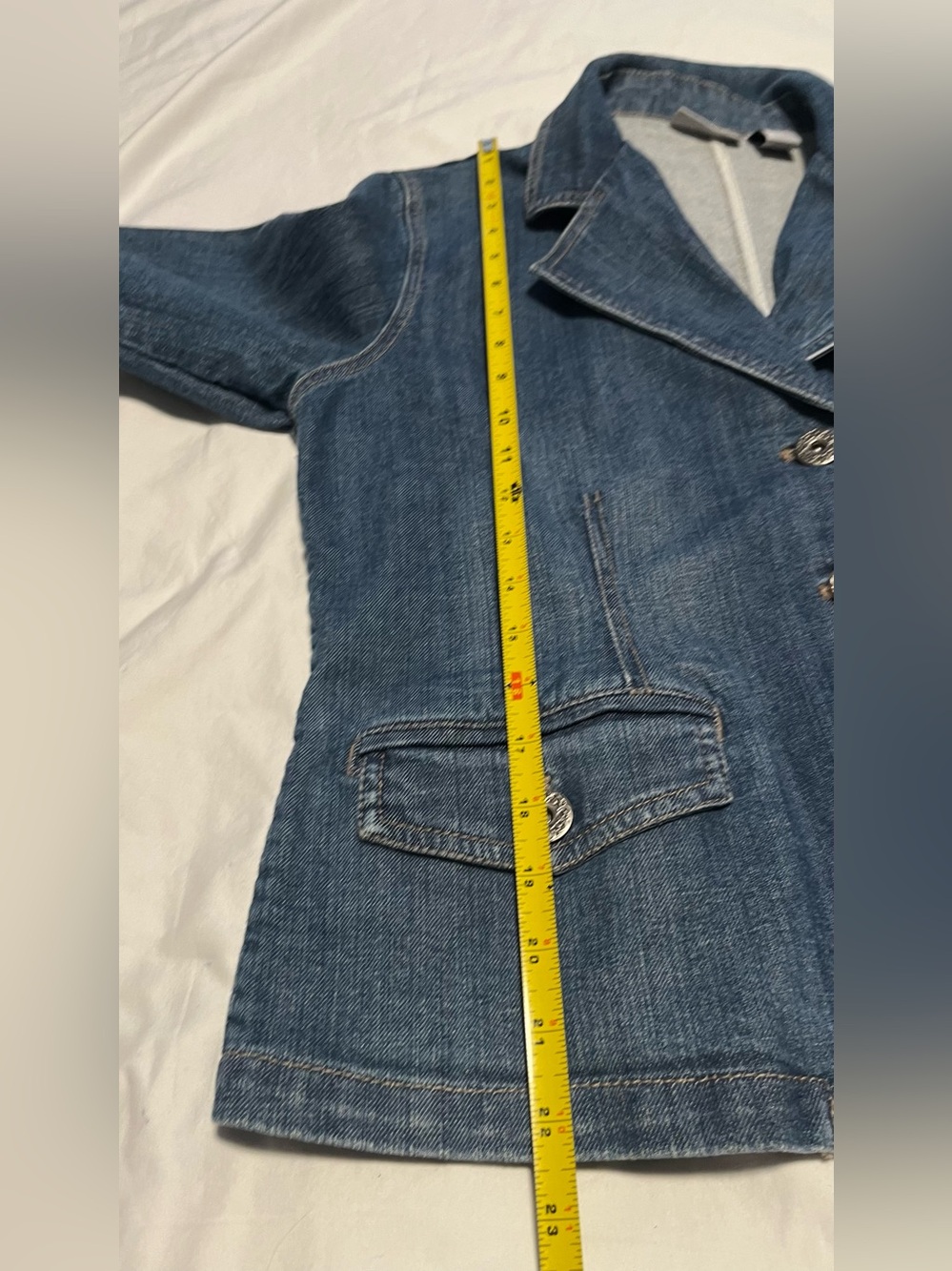 NWT Women’s CHICO”S Platinum Light Wash Blue Denim Jean Blazer Jacket Size 1- S - Picture 13 of 14